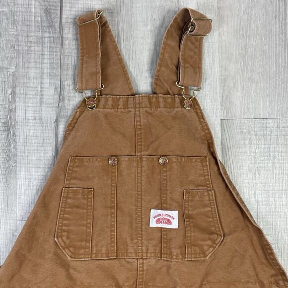 Round House Bib Overalls Mens 40x30 Duck Canvas Double Knee Vintage USA Made Q - Picture 3 of 12